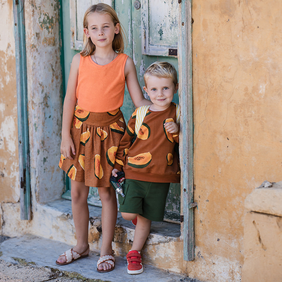 See You At Six - Papayas - Linen Viscose Blend - Glazed Ginger Brown