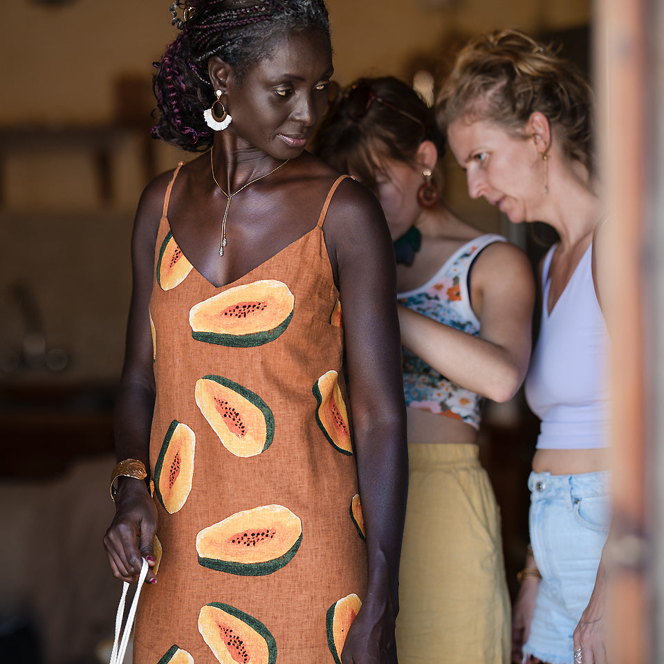 See You At Six - Papayas - Linen Viscose Blend - Glazed Ginger Brown