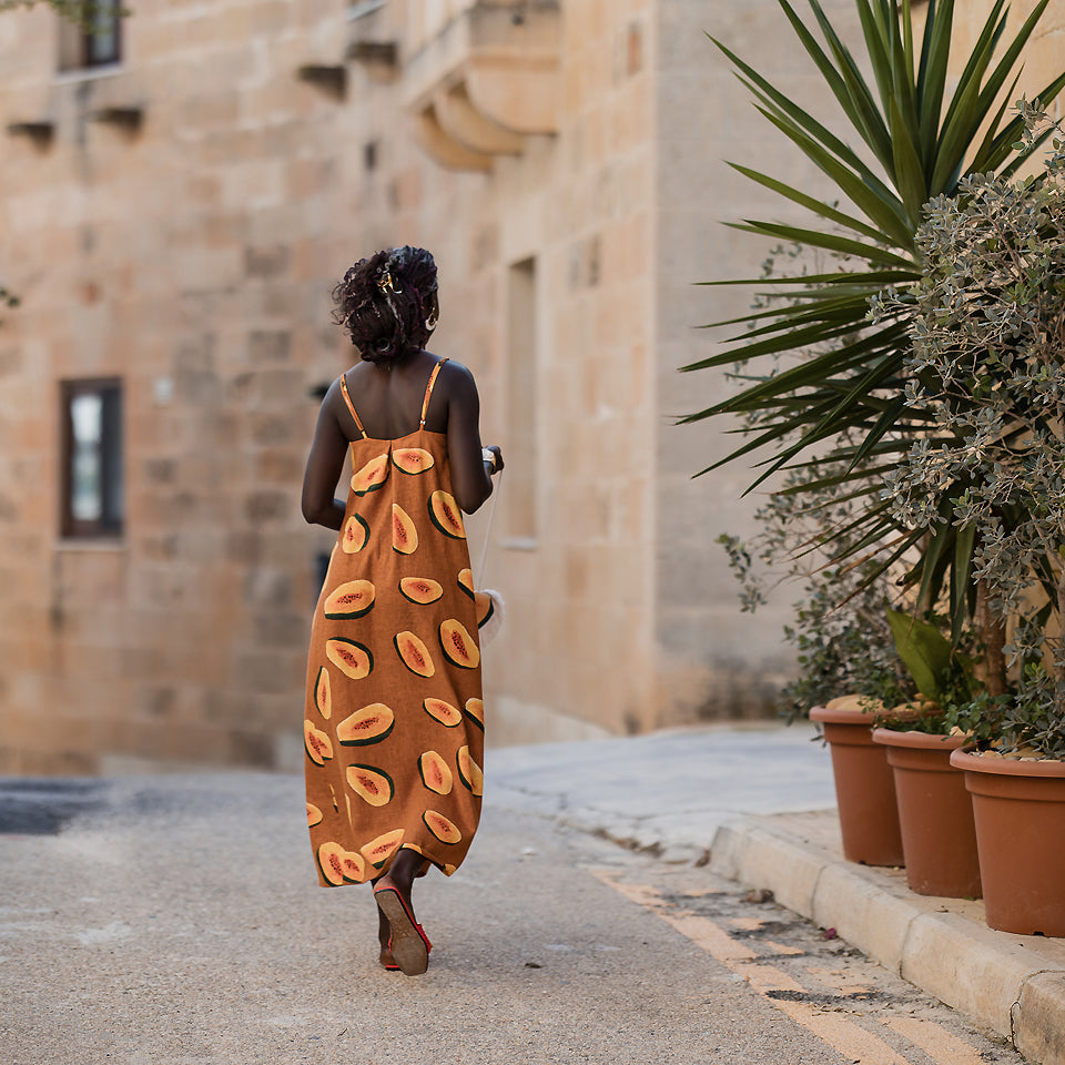 See You At Six - Papayas - Linen Viscose Blend - Glazed Ginger Brown