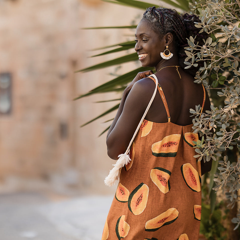 See You At Six - Papayas - Linen Viscose Blend - Glazed Ginger Brown