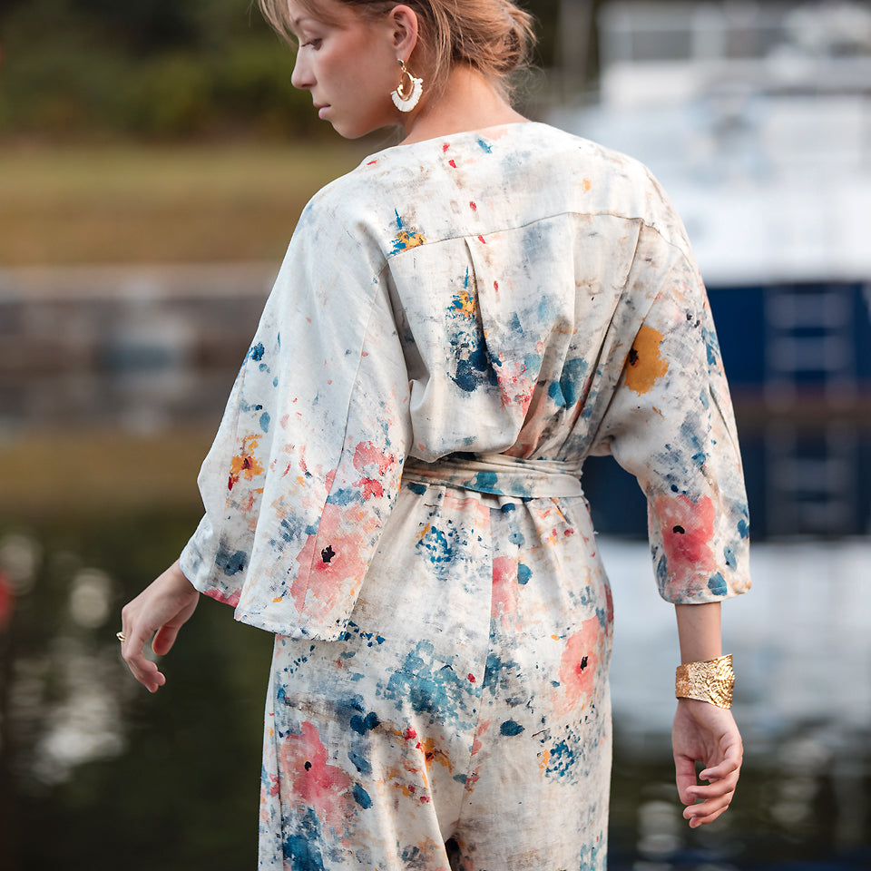 See You At Six - Roses on Canvas - Linen Viscose Blend