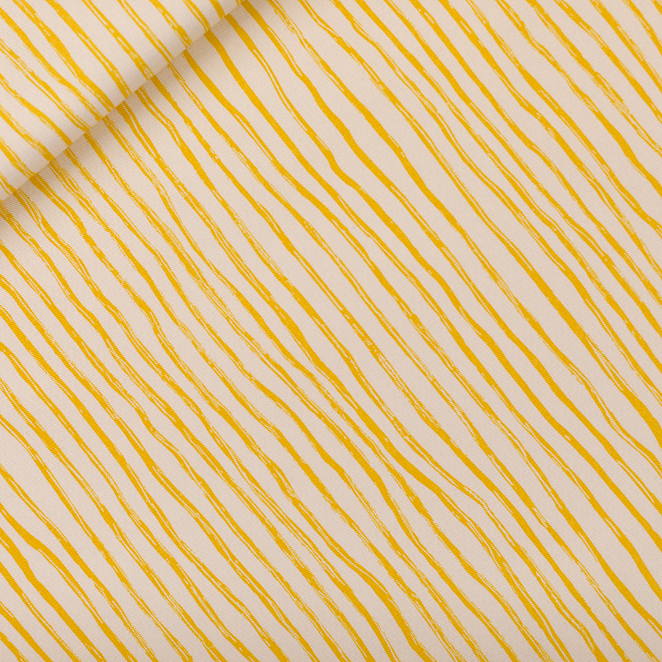 See You At Six - Wiggly Verticals - Yellow -  Cotton Canvas Gabardine Twill - Papyrus Crème
