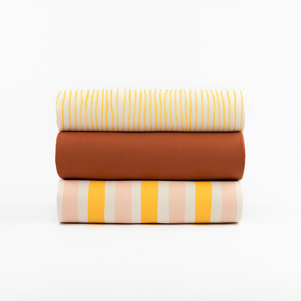 See You At Six - Wiggly Verticals - Yellow -  Cotton Canvas Gabardine Twill - Papyrus Crème