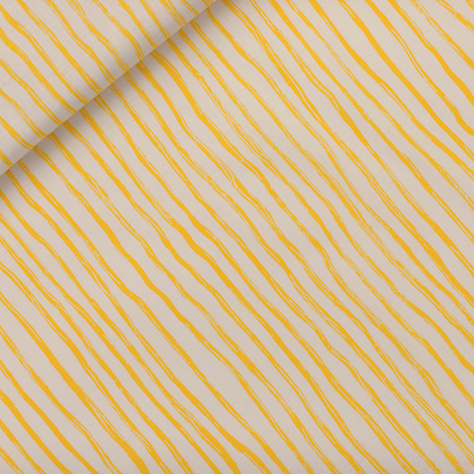 See You At Six - Wiggly Verticals - Yellow - Cotton - Papyrus Crème