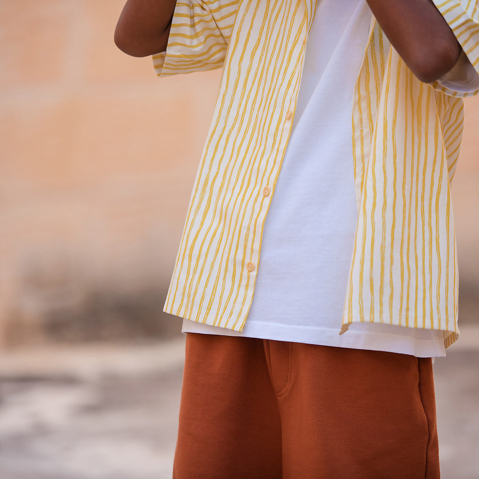 See You At Six - Wiggly Verticals - Yellow - Cotton - Papyrus Crème