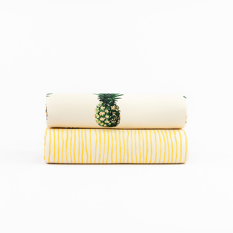 See You At Six - Wiggly Verticals - Yellow - Cotton - Papyrus Crème