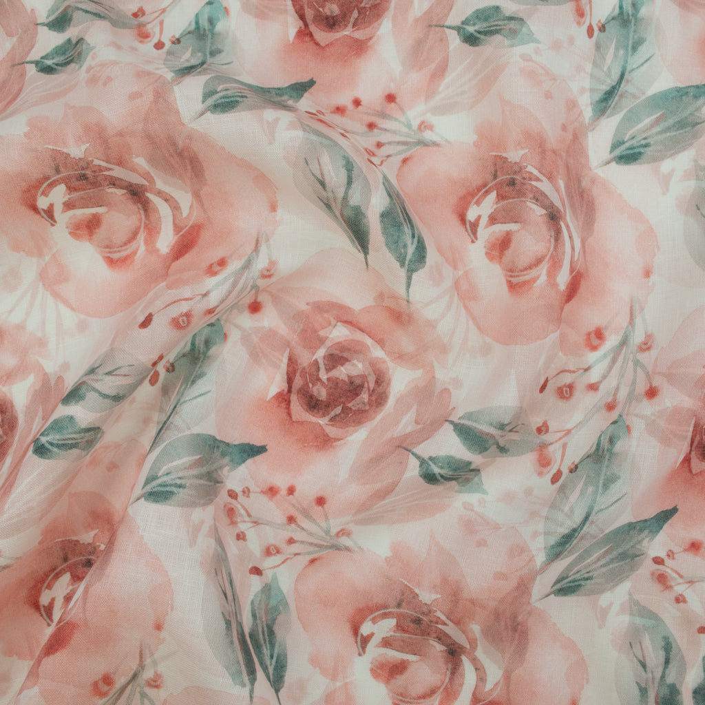 English Rose Printed Linen