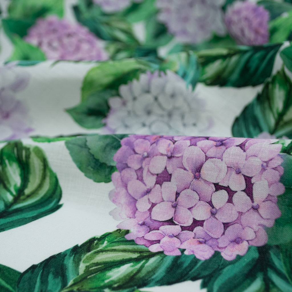 Hydrangeas Printed Linen