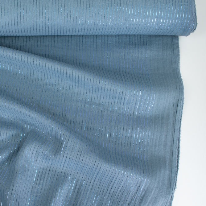 Sparkly Cotton Double Gauze - Dusty Blue