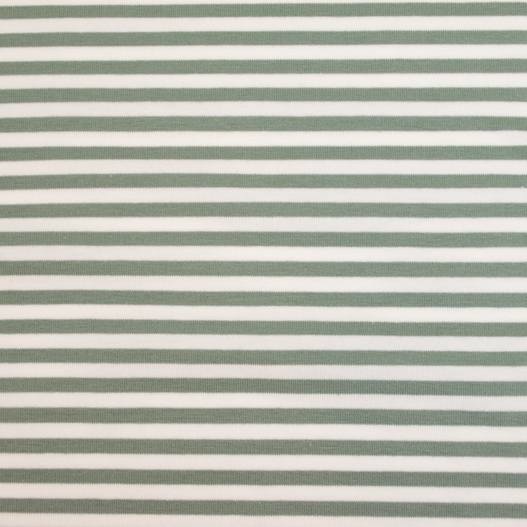 Cotton Jersey - Dusty Mint &amp; White Stripe