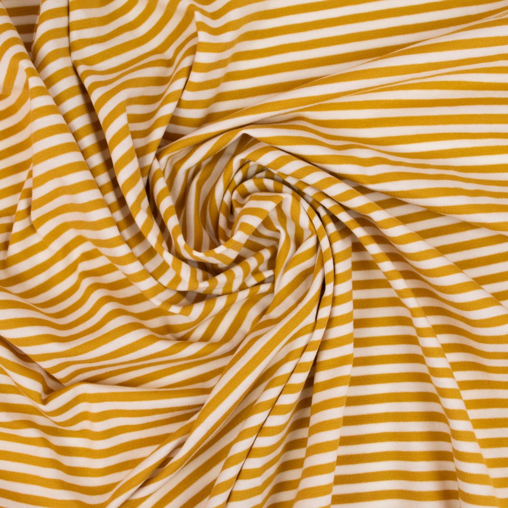 Cotton Jersey - Honey & White Stripe