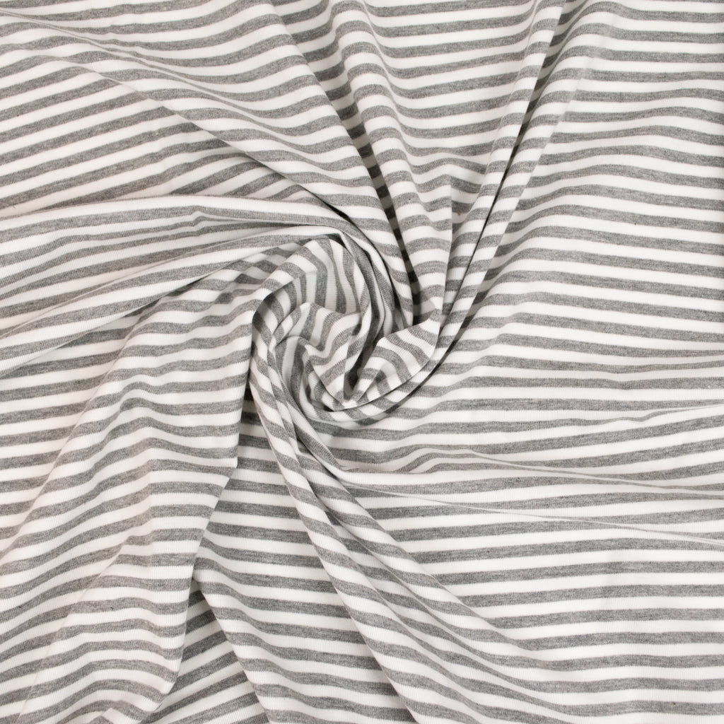 Cotton Jersey - Silver & White Stripe