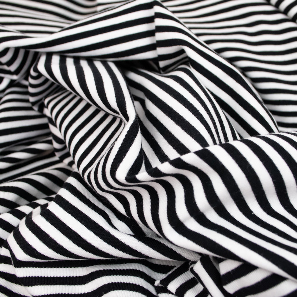 Cotton Jersey - Black & White Stripe