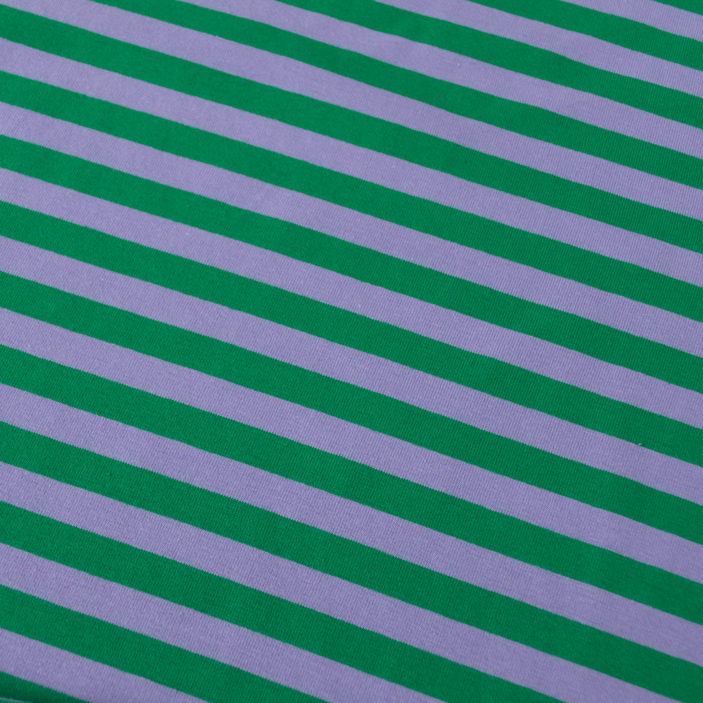 Striped Cotton Jersey - Grass Green &amp; Lilac