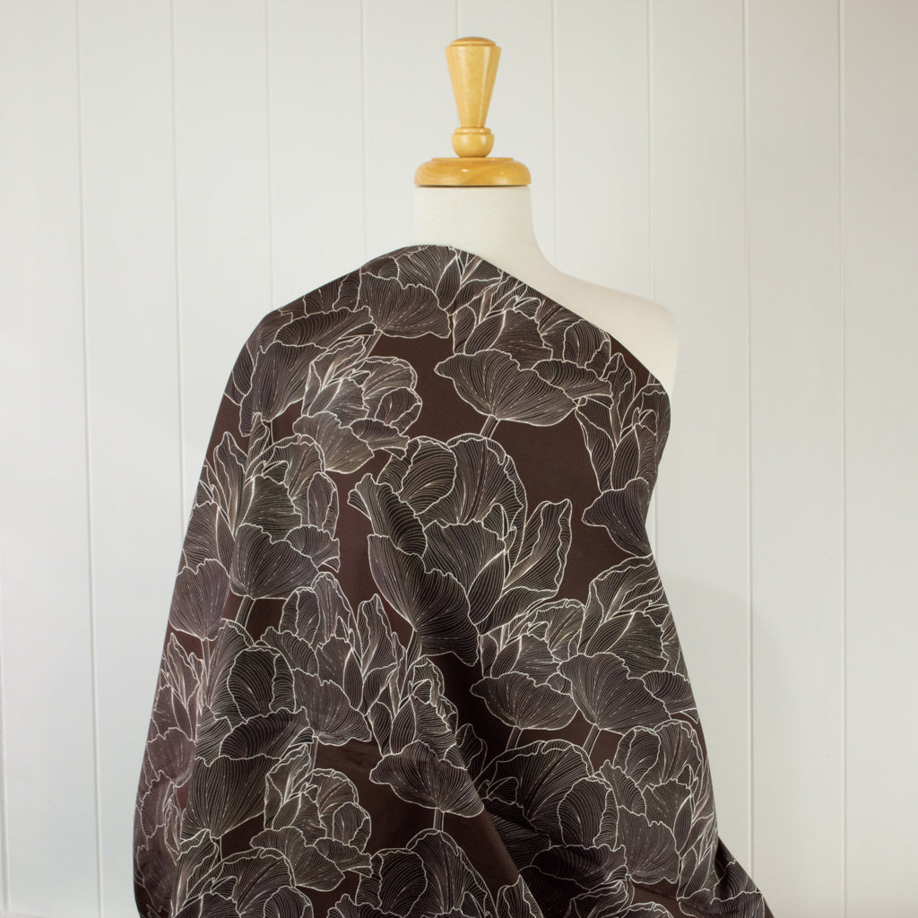 Johanna Ralph | Tulips Chocolate Brown | Cotton Sateen