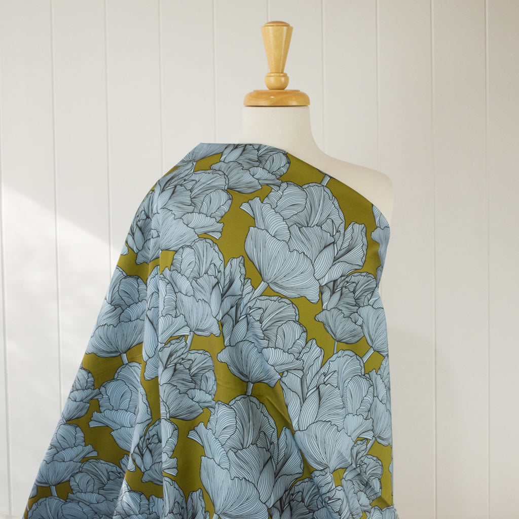 Johanna Ralph | Tulips Dark Chartreuse | Cotton Sateen