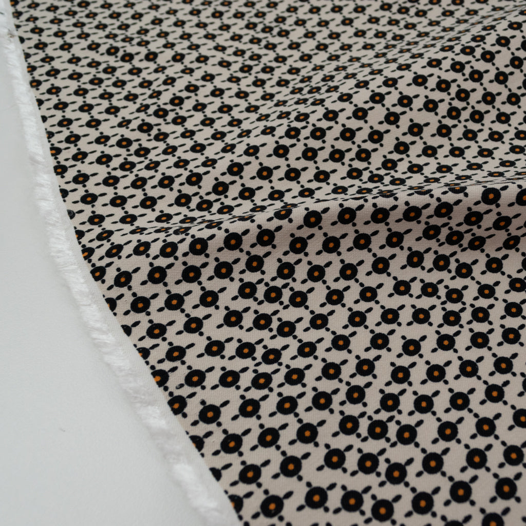 Viscose Stretch Twill - Dots - Black