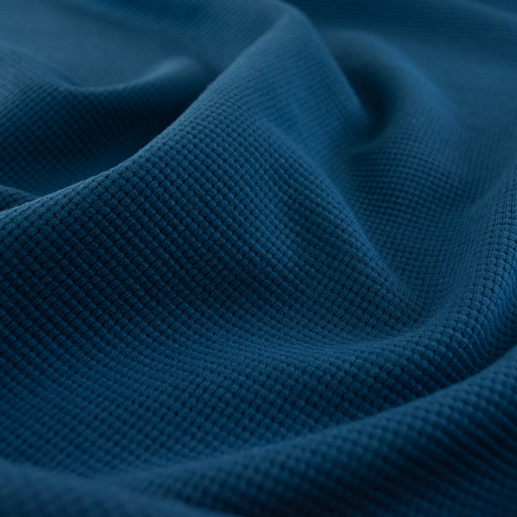 Waffle Knit Cotton Jersey - Ocean Blue