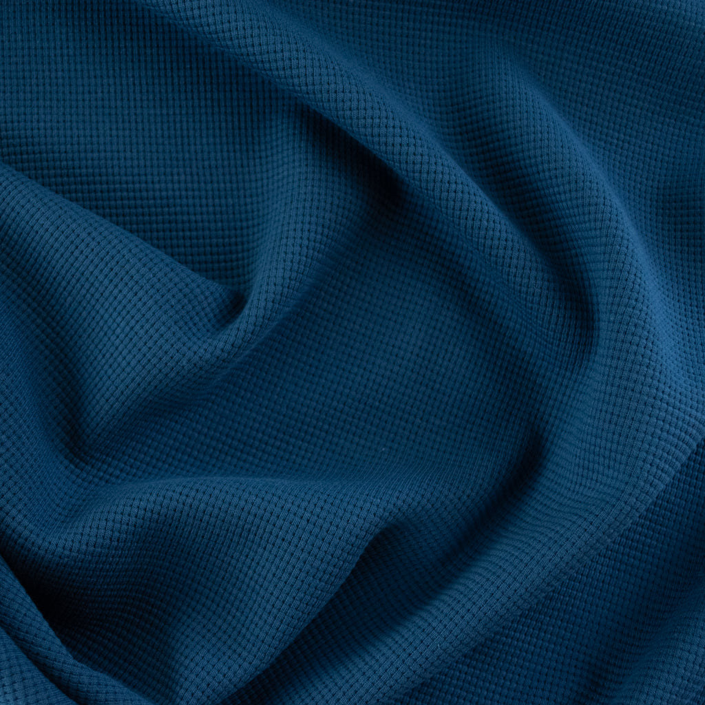 Waffle Knit Cotton Jersey - Ocean Blue