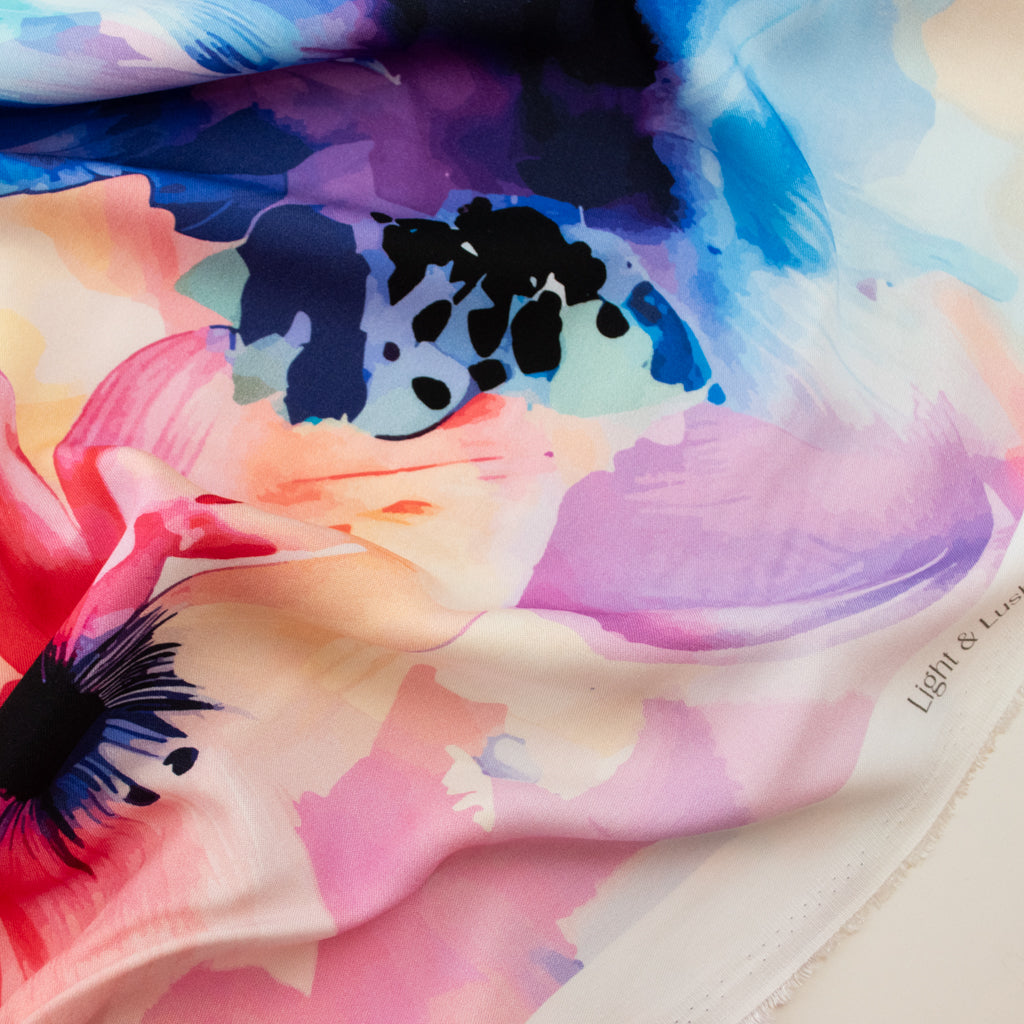 Light &amp; Lush - Viscose Twill - Watercolour Petals