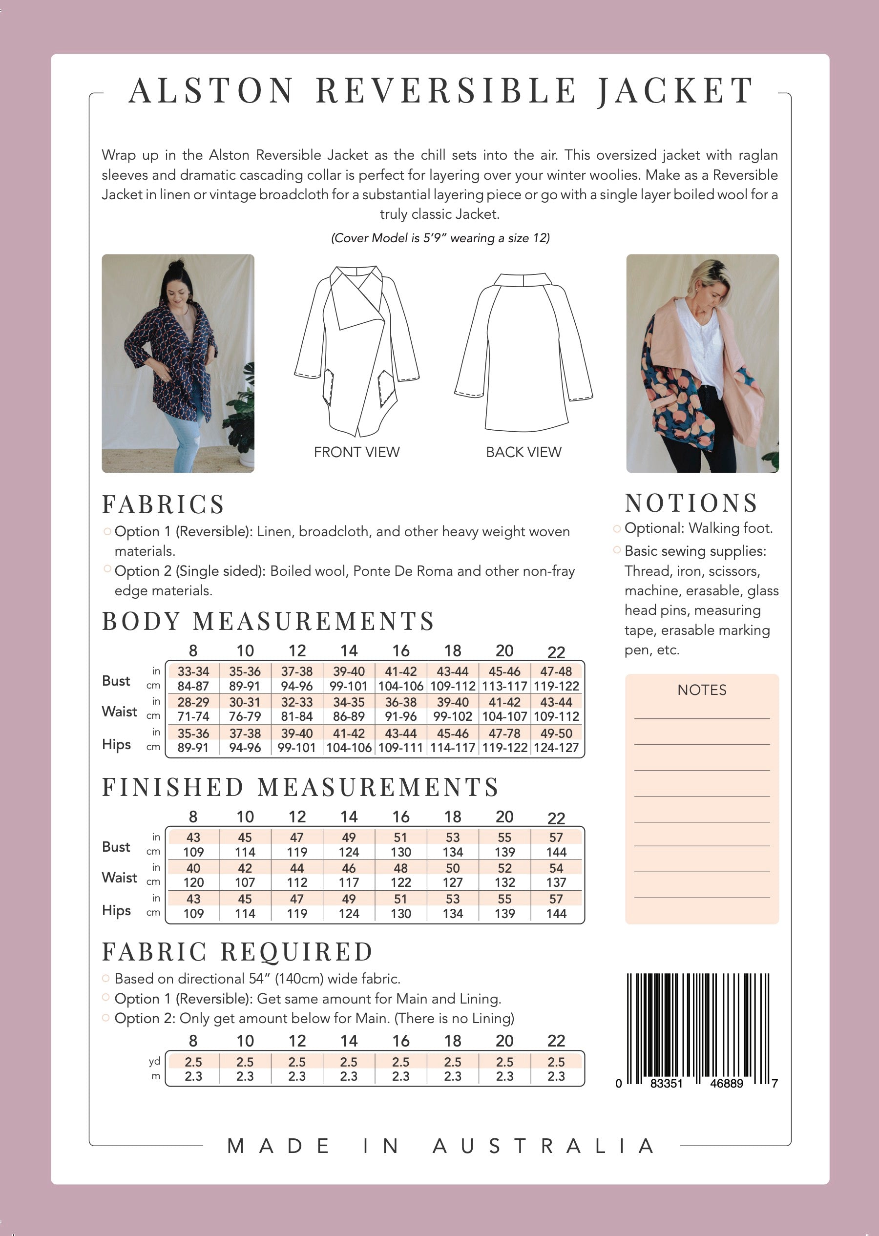 PDF Pattern - Alston Reversible Jacket | Sew To Grow