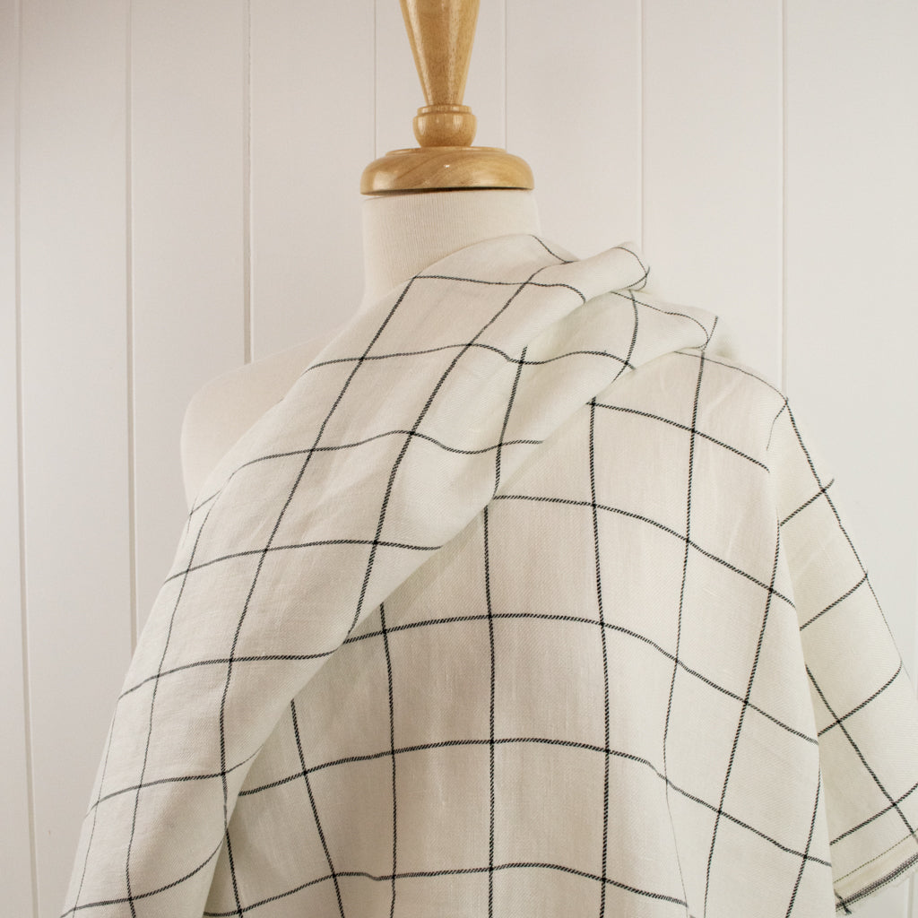 Linen - Ivory + Black Check