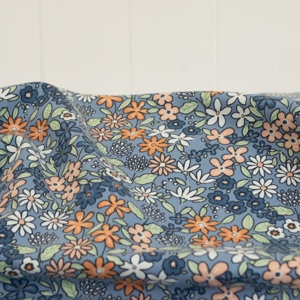 Cotton Jersey - Flowers - Light Blue