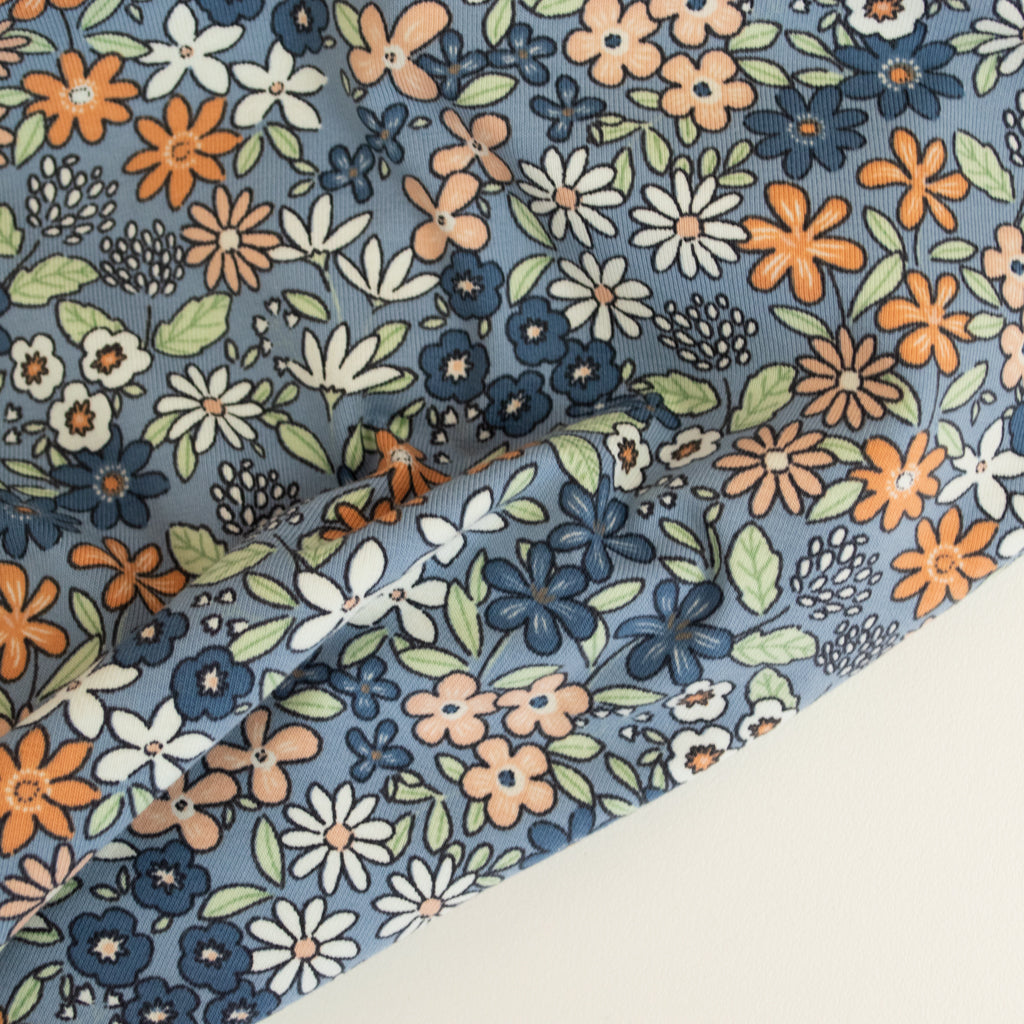 Cotton Jersey - Flowers - Light Blue