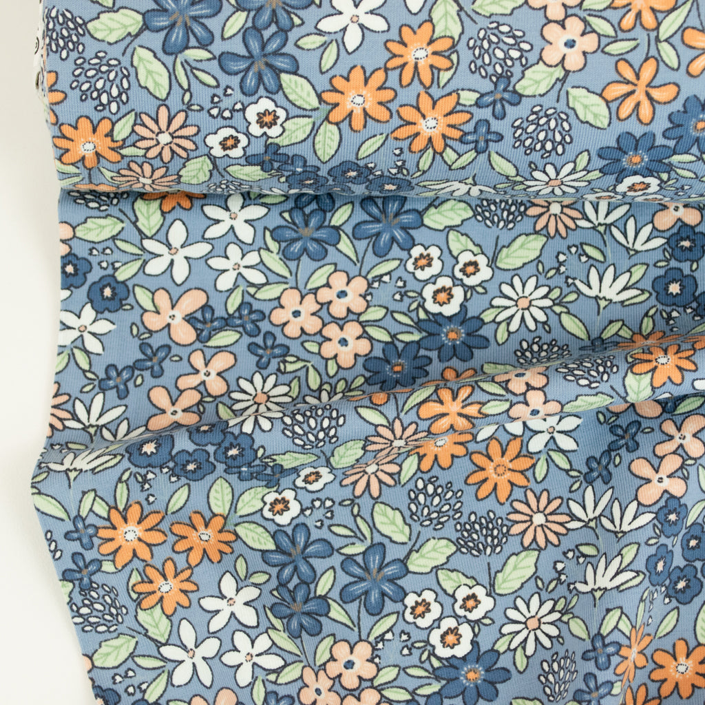 Cotton Jersey - Flowers - Light Blue