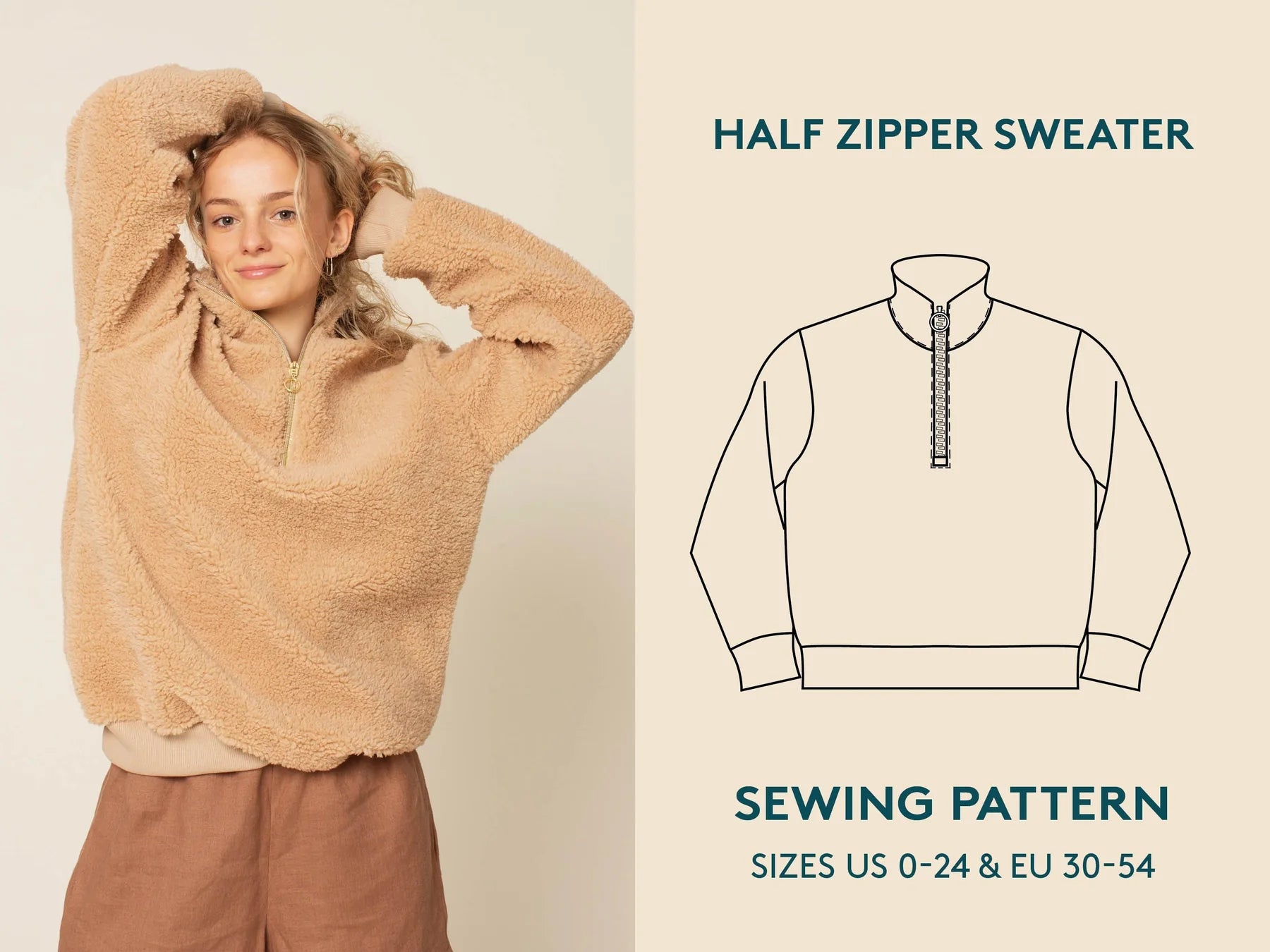 Half Zipper Sweater - Sewing Pattern | Wardrobe By Me – MaaiDesign Fabrics