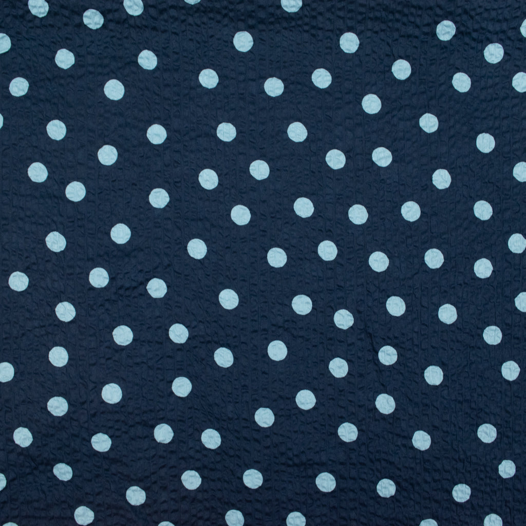 Japanese Crinkle Cotton - Dots - Navy &amp; Sky
