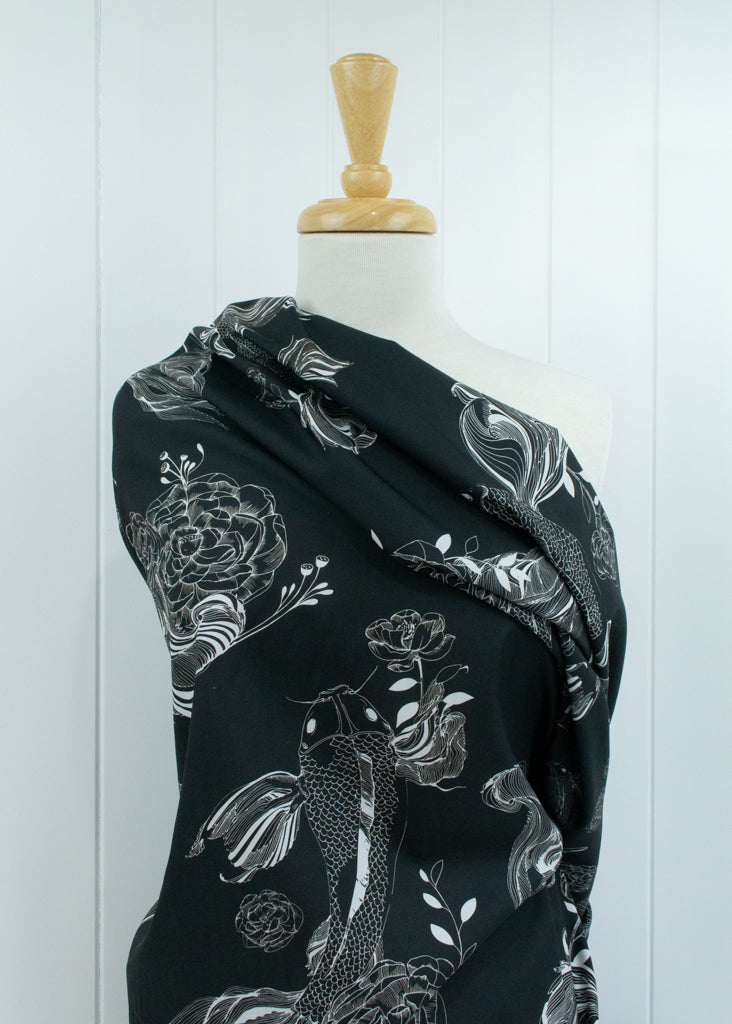 Koi - Black &amp; White - Cotton Poplin - Mountain Collection