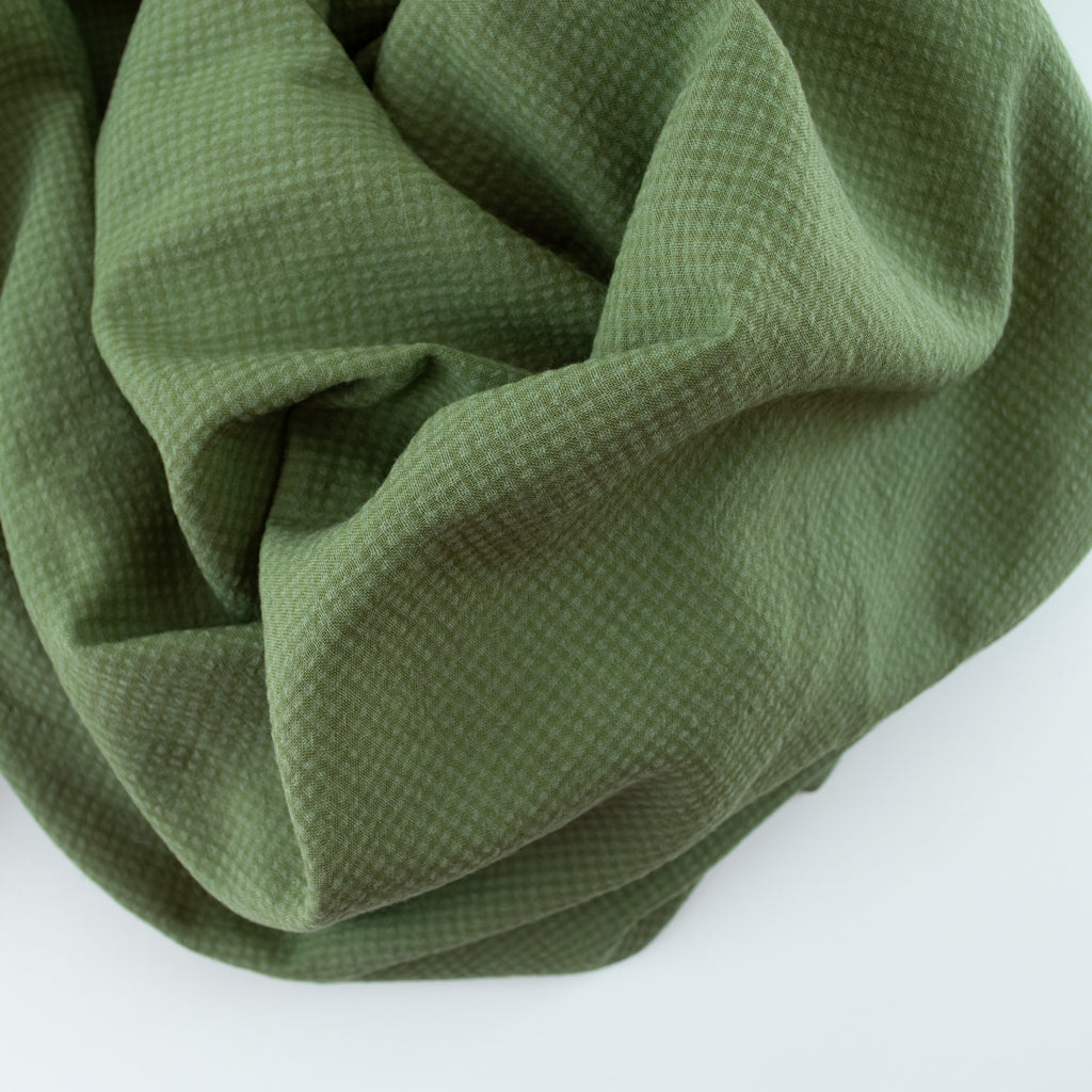 Linen / Viscose Jacquard Gauze - Olive Oil