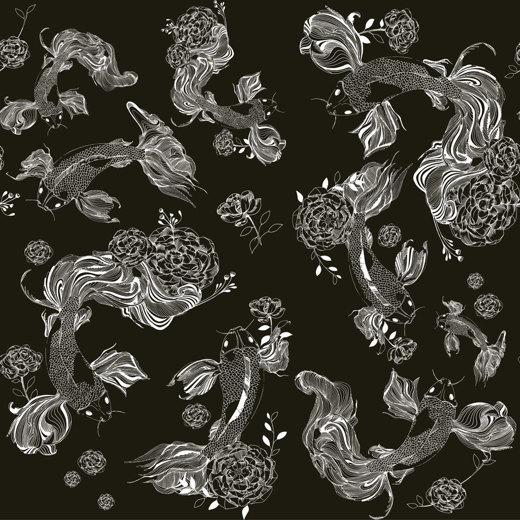 Koi - Black &amp; White - Cotton Poplin - Mountain Collection