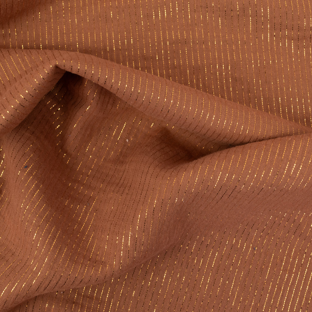 Sparkly Cotton Double Gauze - Golden Brown