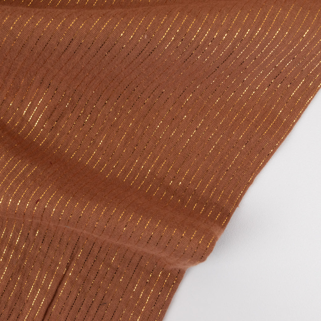 Sparkly Cotton Double Gauze - Golden Brown