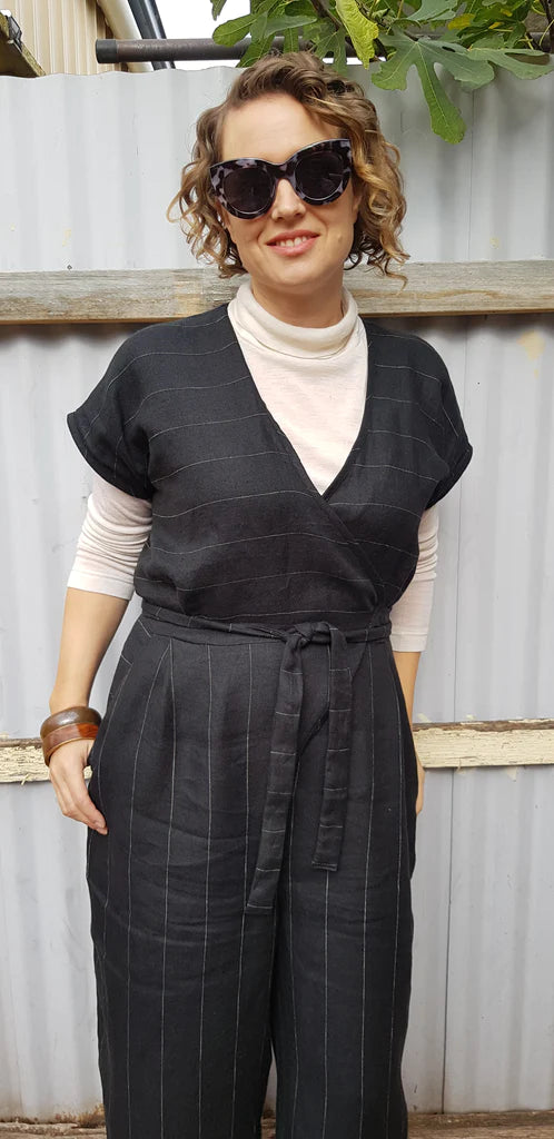Linen - Black Pin Stripe