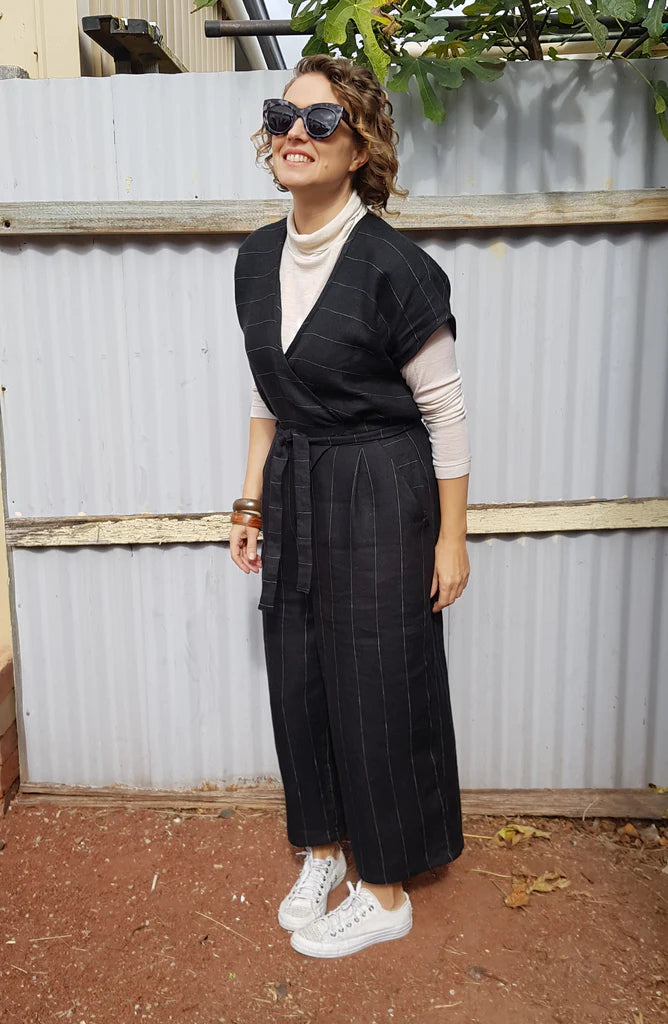 Linen - Black Pin Stripe