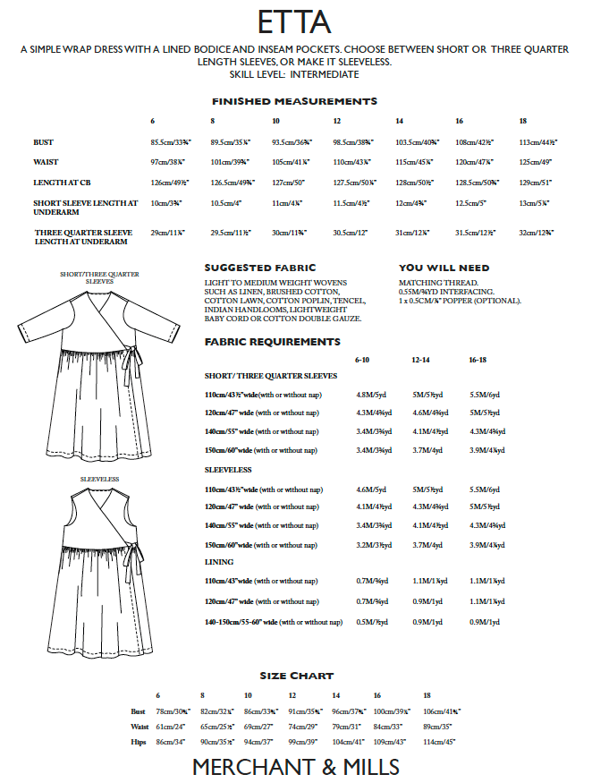 PDF Pattern - Etta Wrap Dress | Merchant &amp; Mills