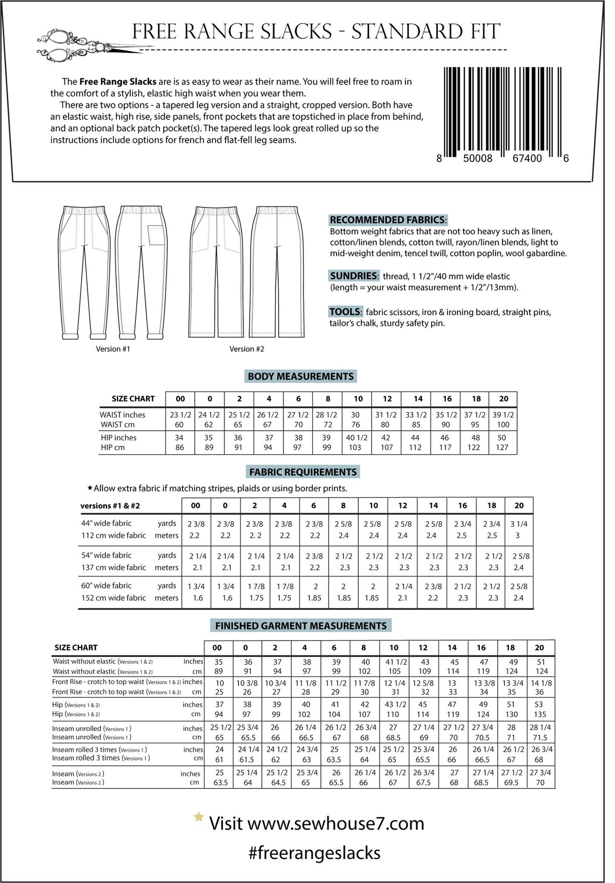 Free Range Slacks Standard - Sew House 7 - MaaiDesign