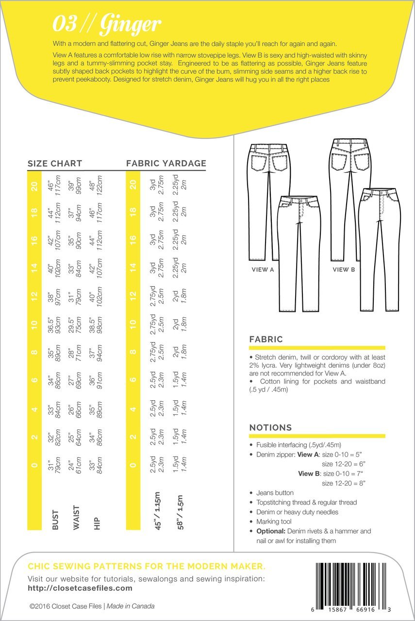 Closet Core Patterns | Ginger Skinny Jeans