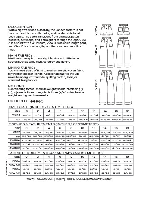 Lander Short / Pant - Sewing Pattern | True Bias
