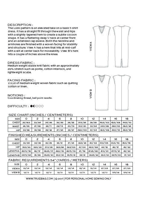 Lodo Dress  - Sewing Pattern | True Bias