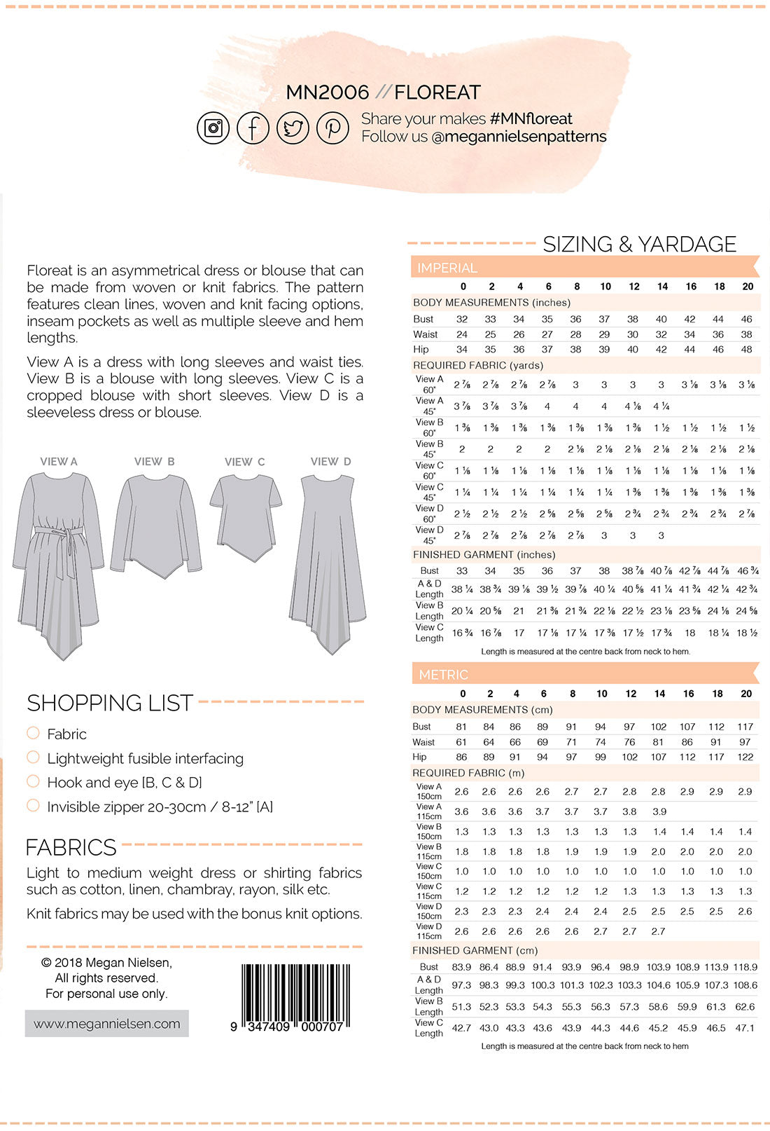 Floreat Dress & Top - Sewing Pattern | Megan Nielsen