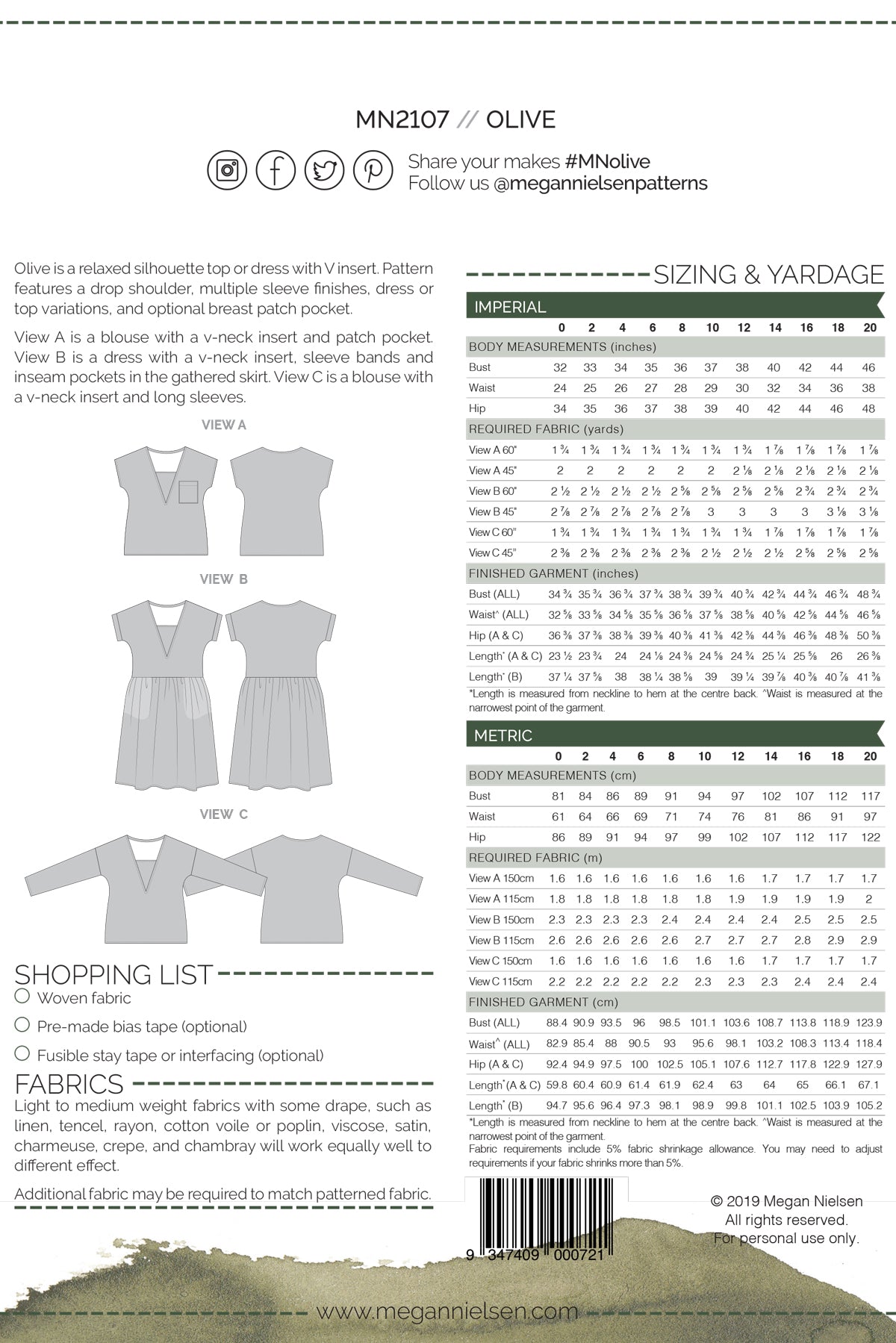 Olive Dress & Top - Sewing Pattern | Megan Nielsen