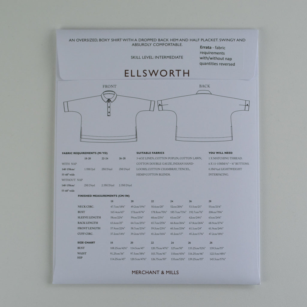 The Ellsworth Shirt - UK 18-28 - Sewing Pattern | Merchant &amp; Mills