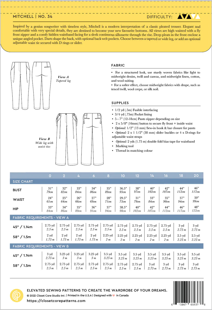 Closet Core Patterns | Mitchell Trousers