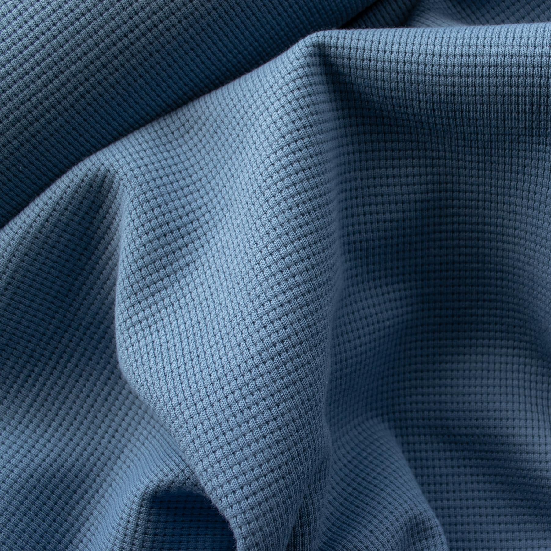 Waffle Knit Cotton Jersey - Faded Denim - MaaiDesign