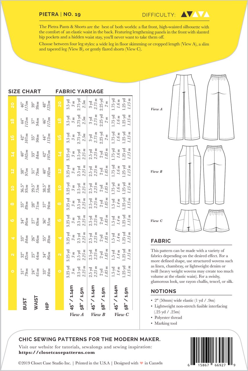 Closet Core Patterns | Pietra Pants &amp; Shorts