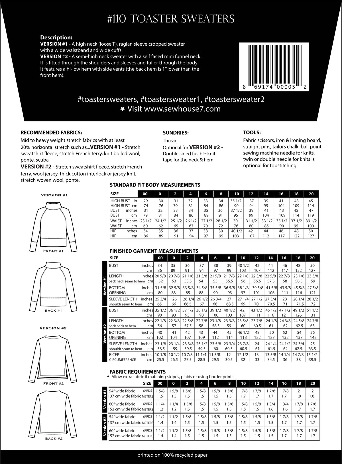 Toaster Sweaters - Sewing Pattern | Sew House 7